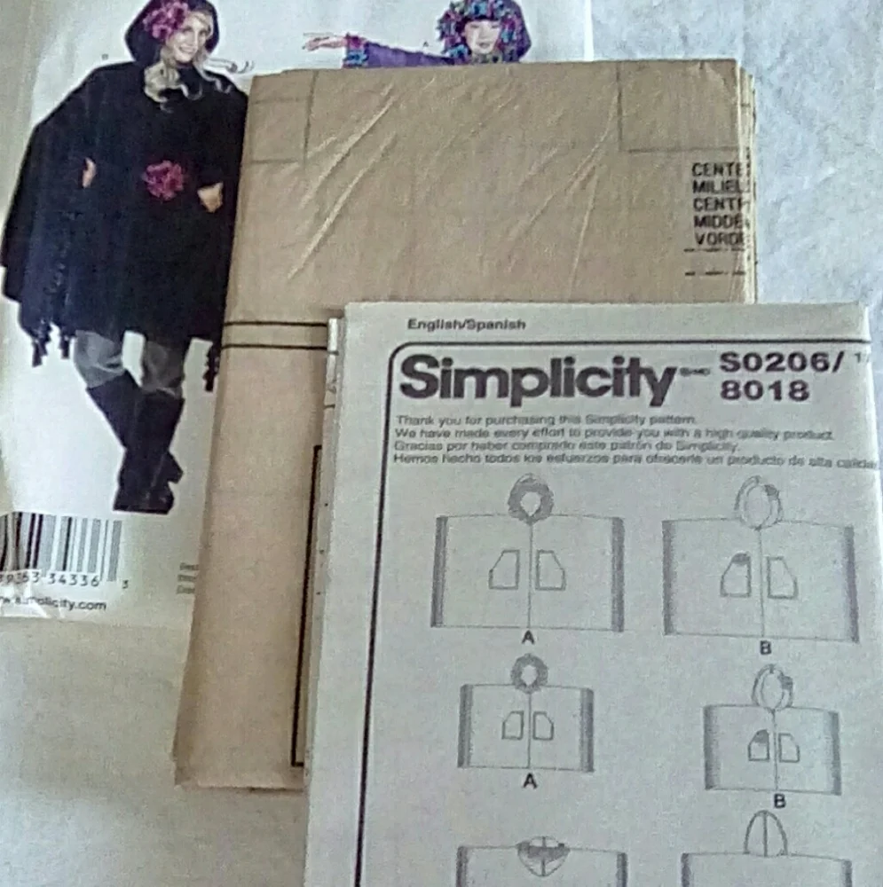 Simplicity J0206 Girls' & Misses' fleece ponchos